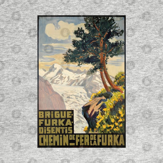 Brigue-Furka-Disentis, Chemin de Fer de la Furka,Travel poster by BokeeLee